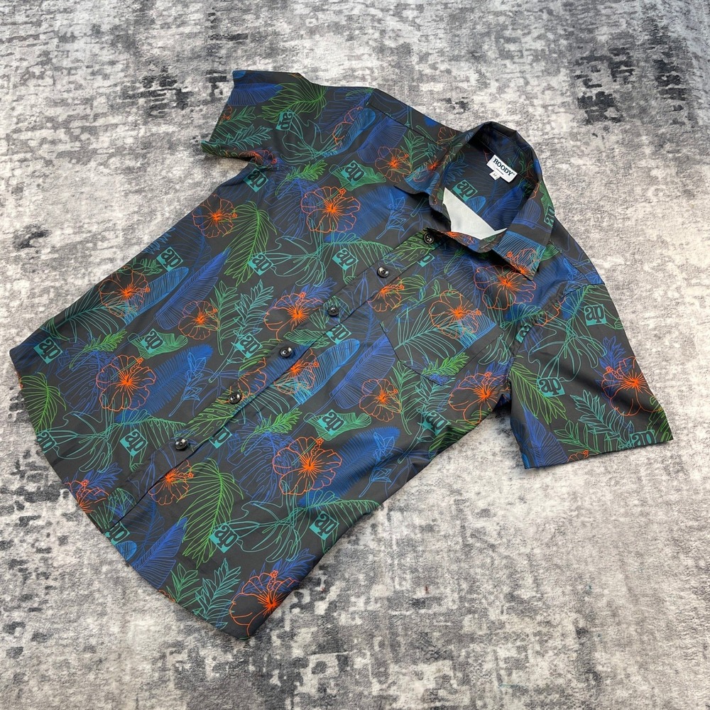 Roody Men Medium Floral Hawaiian Shirt Recycled Polyester Sustainable Eco Party